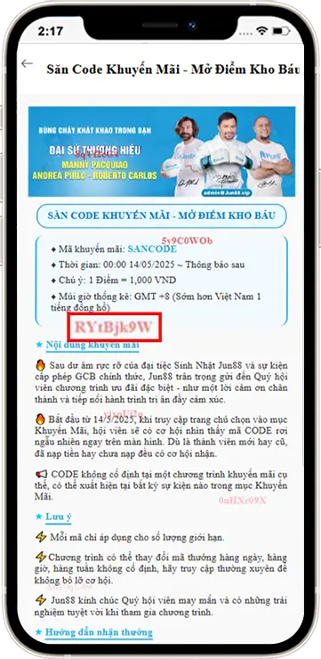 Bước 2: Chọn Khuyến Mãi ngẫu nhiên có CODE xuất hiện